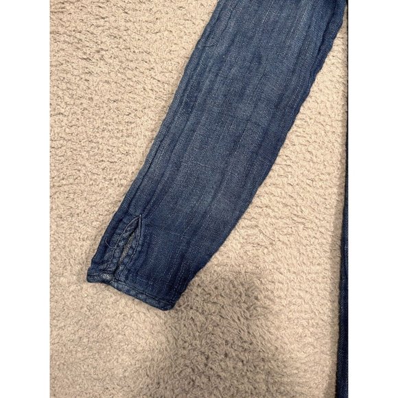 Cloth & Stone Anthropologie Dress Blue Cold Shoulder 100%‎ Cotton Soft Small S - Picture 7 of 13